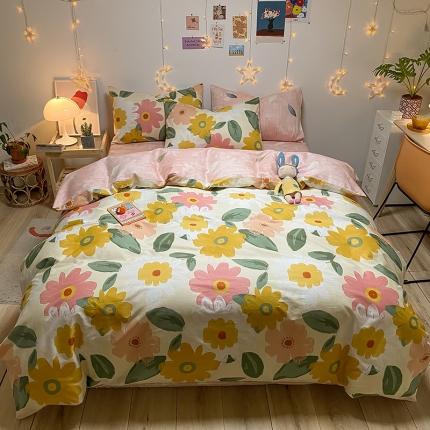 91家纺网 家纺一手货源 找家纺 琪格格 2022新款纯棉13372实拍爆款四件套 绽颜