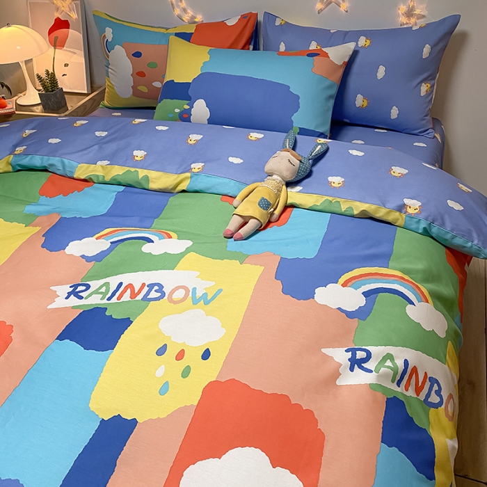 91家纺网 家纺一手货源 找家纺 琪格格 2022新款纯棉13372实拍爆款四件套 彩虹桥