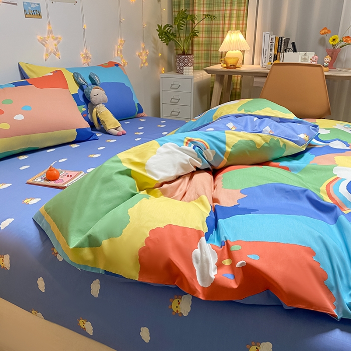 91家纺网 家纺一手货源 找家纺 琪格格 2022新款纯棉13372实拍爆款四件套 彩虹桥