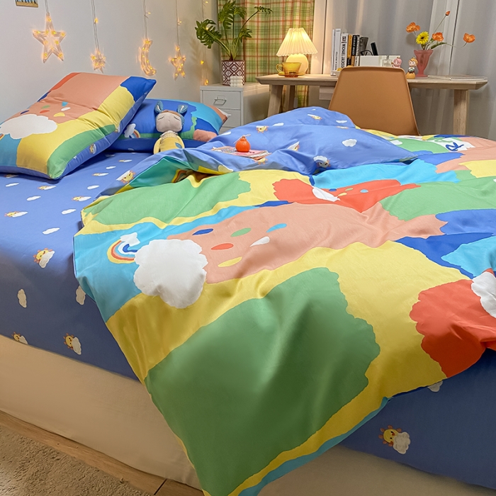 91家纺网 家纺一手货源 找家纺 琪格格 2022新款纯棉13372实拍爆款四件套 彩虹桥