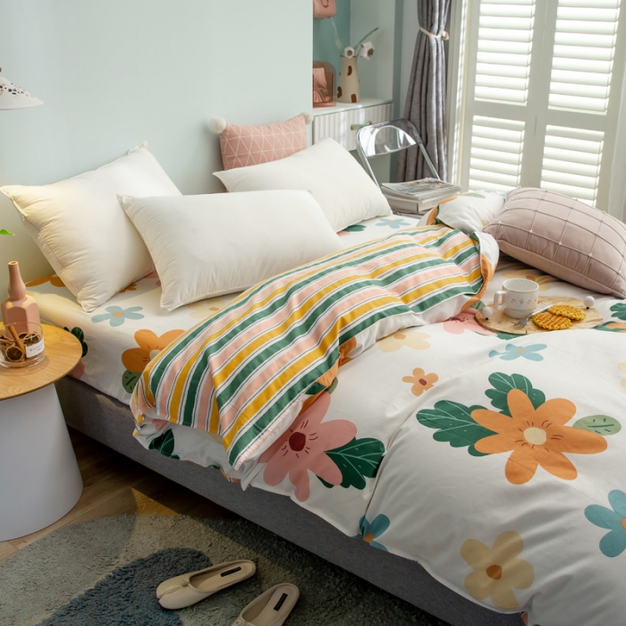 91家纺网 家纺一手货源 找家纺 绵庭 2021新款全棉12868单被套 淡妆初夏（黄）