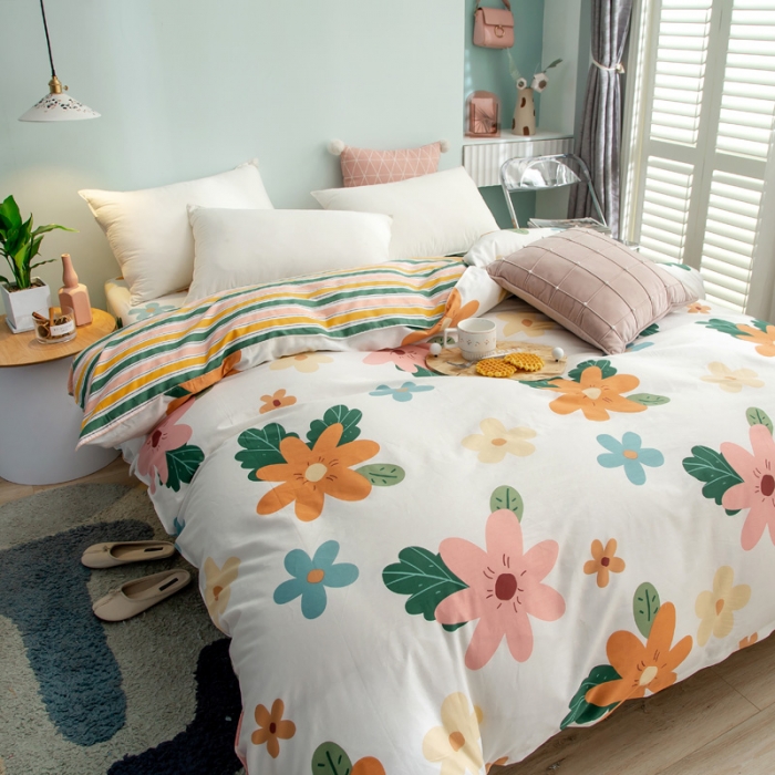 91家纺网 家纺一手货源 找家纺 绵庭 2021新款全棉12868单被套 淡妆初夏（黄）