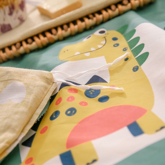 91家纺网 家纺一手货源 找家纺 绵庭 2021新款全棉12868单被套 恐龙家族（绿）