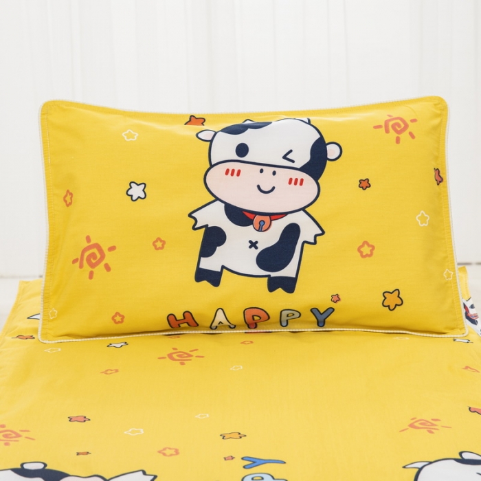91家纺网 家纺一手货源 找家纺 乐秀家纺 2021新款全棉枕套 happy小牛-黄