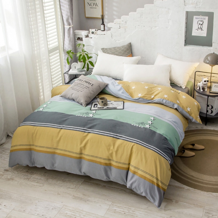 91家纺网 家纺一手货源 找家纺 绵庭 2021新款全棉12868单被套 流星（黄）