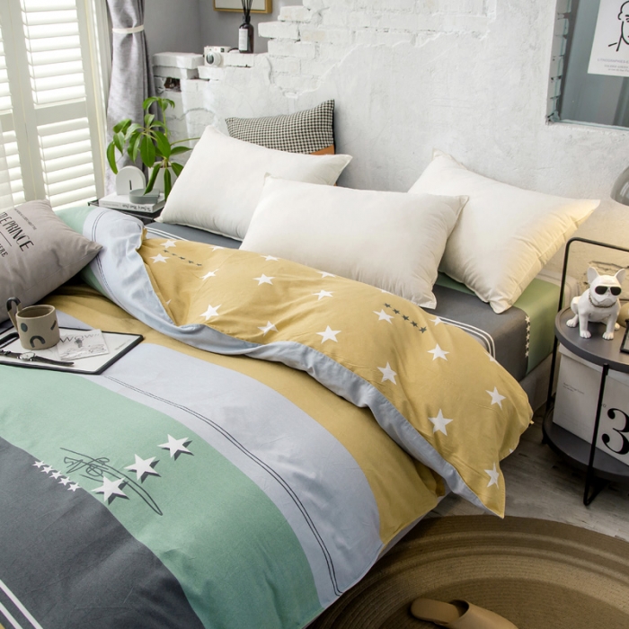 91家纺网 家纺一手货源 找家纺 绵庭 2021新款全棉12868单被套 流星（黄）