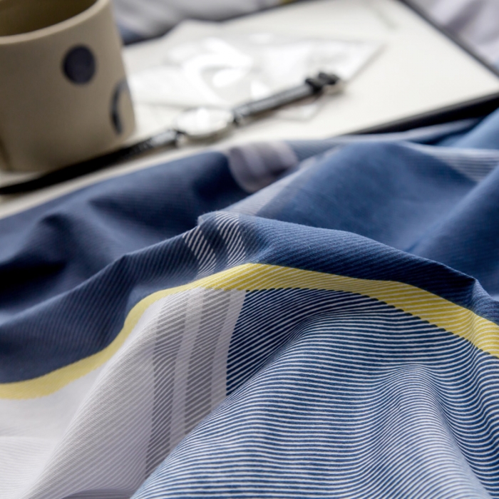 91家纺网 家纺一手货源 找家纺 绵庭 2021新款全棉12868单被套 念之以蓝