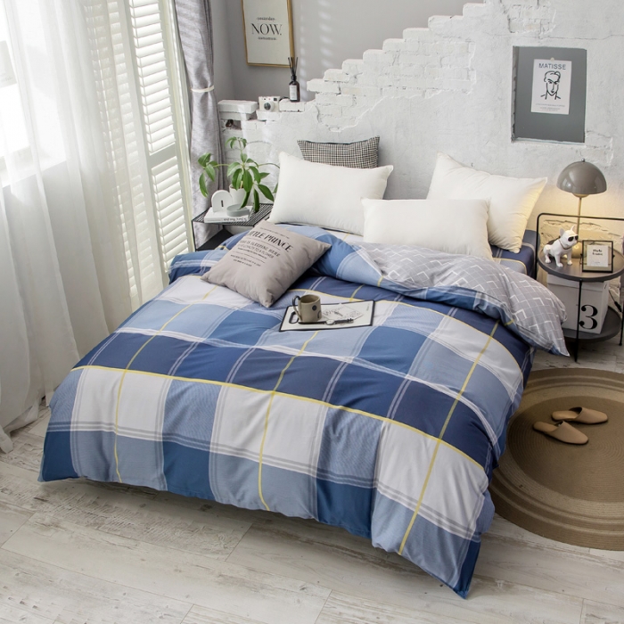 91家纺网 家纺一手货源 找家纺 绵庭 2021新款全棉12868单被套 念之以蓝