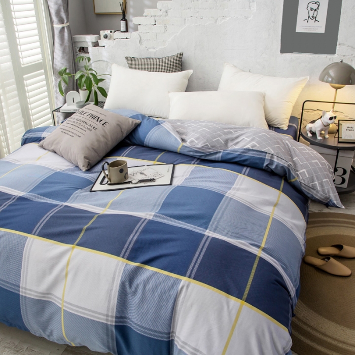 91家纺网 家纺一手货源 找家纺 绵庭 2021新款全棉12868单被套 念之以蓝