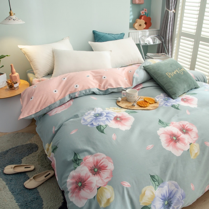 91家纺网 家纺一手货源 找家纺 绵庭 2021新款全棉12868单被套 乔安娜（绿）