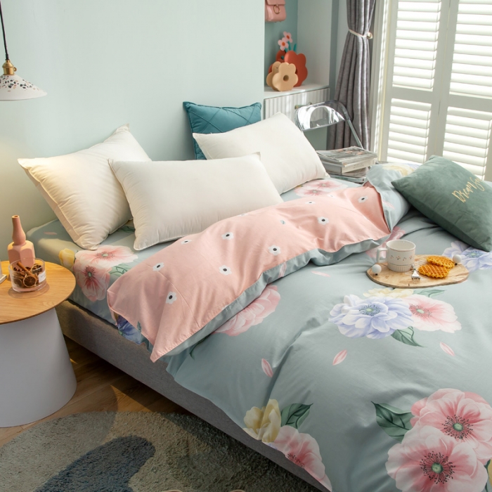 91家纺网 家纺一手货源 找家纺 绵庭 2021新款全棉12868单被套 乔安娜（绿）