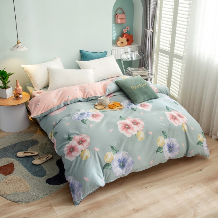 91家纺网 家纺一手货源 找家纺 绵庭 2021新款全棉12868单被套 乔安娜（绿）