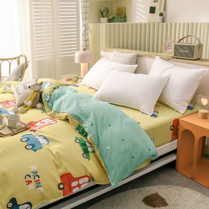 91家纺网 家纺一手货源 找家纺 绵庭 2021新款全棉12868单被套 童年乐趣（黄）