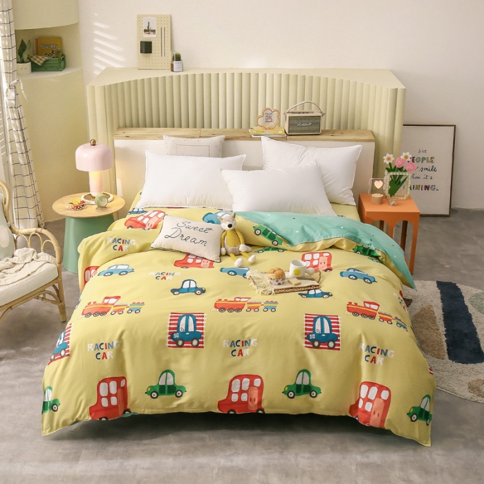 91家纺网 家纺一手货源 找家纺 绵庭 2021新款全棉12868单被套 童年乐趣（黄）