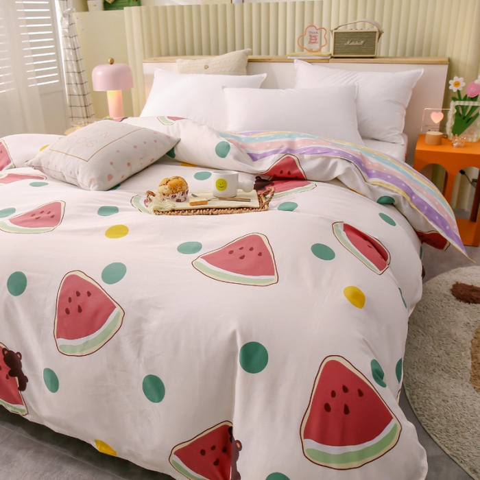91家纺网 家纺一手货源 找家纺 绵庭 2021新款全棉12868单被套 西瓜奶昔（米）