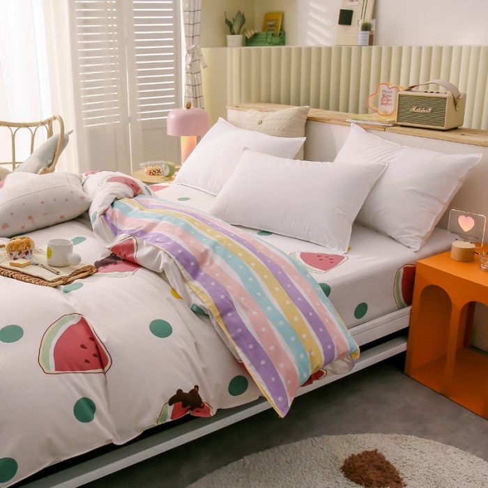 91家纺网 家纺一手货源 找家纺 绵庭 2021新款全棉12868单被套 西瓜奶昔（米）