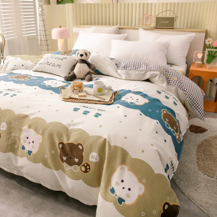 91家纺网 家纺一手货源 找家纺 绵庭 2021新款全棉12868单被套 幸福宝贝（兰）