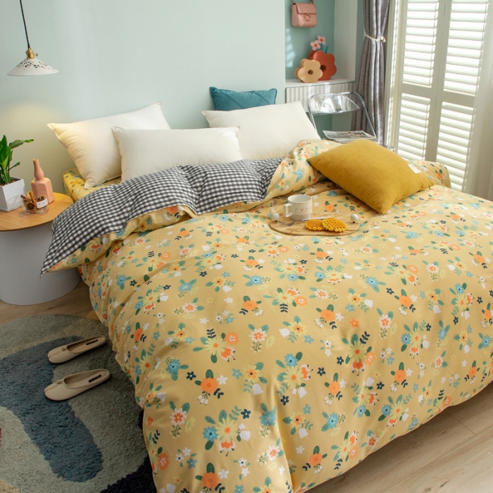 91家纺网 家纺一手货源 找家纺 绵庭 2021新款全棉12868单被套 雅汐（黄）