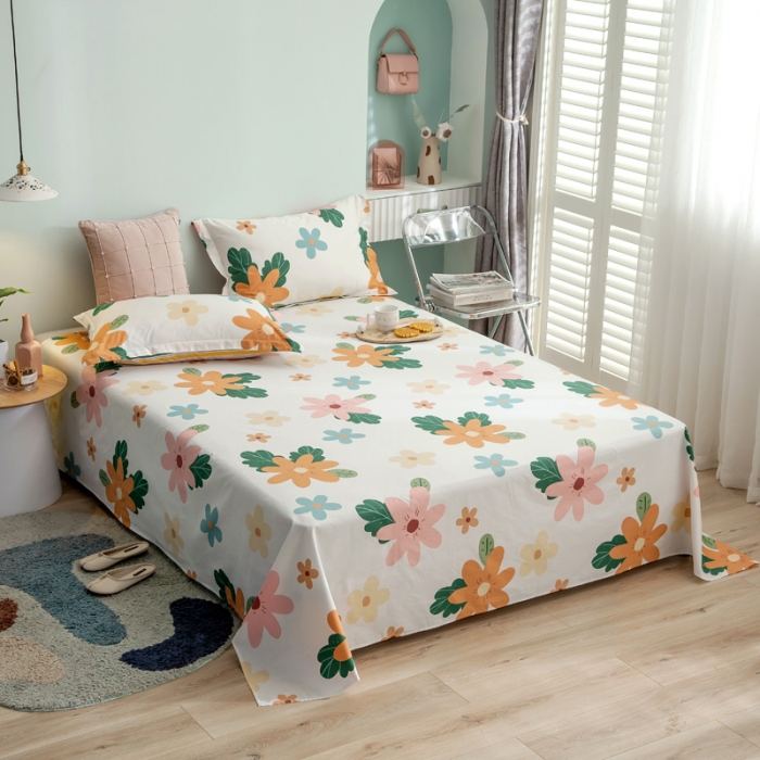 91家纺网 家纺一手货源 找家纺 绵庭 2021新款全棉12868单床单 淡妆初夏（黄）