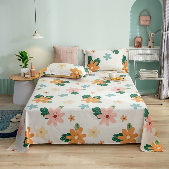 91家纺网 家纺一手货源 找家纺 绵庭 2021新款全棉12868单床单 淡妆初夏（黄）