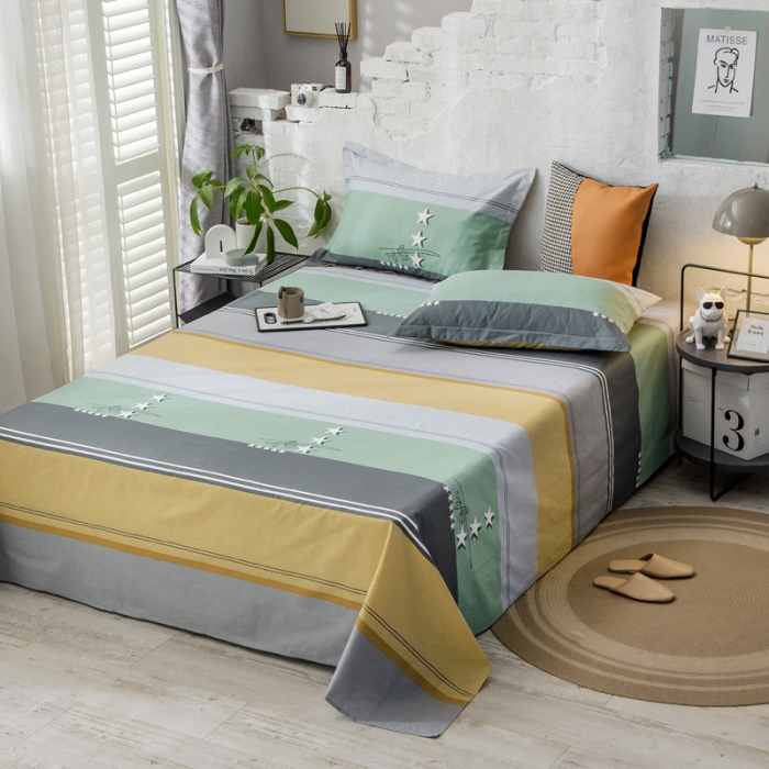 91家纺网 家纺一手货源 找家纺 绵庭 2021新款全棉12868单床单 流星（黄）