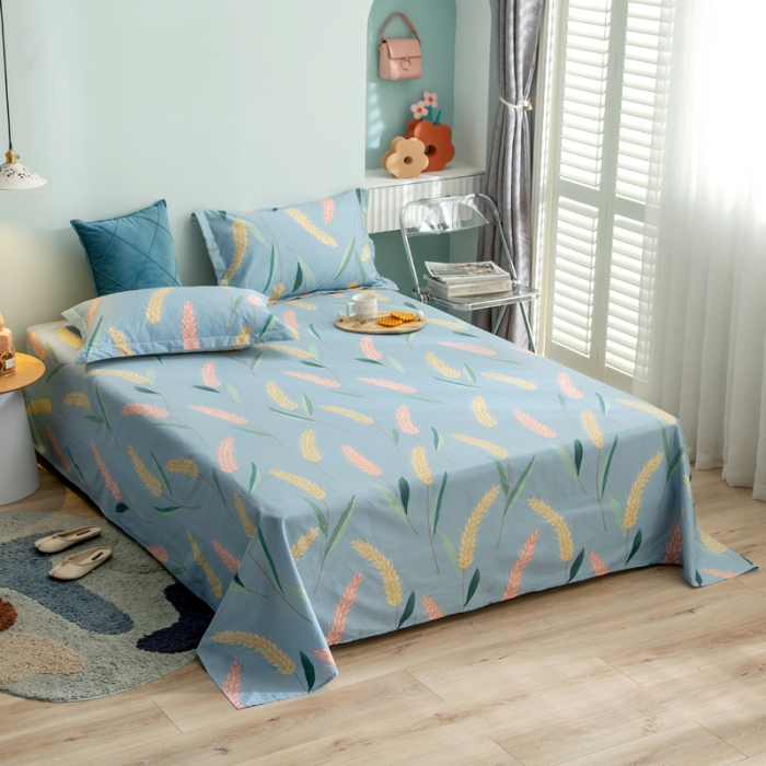 91家纺网 家纺一手货源 找家纺 绵庭 2021新款全棉12868单床单 麦香（兰）