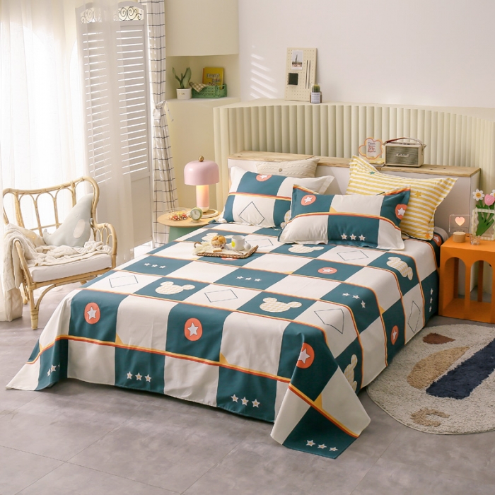 91家纺网 家纺一手货源 找家纺 绵庭 2021新款全棉12868单床单 米奇世界（米）