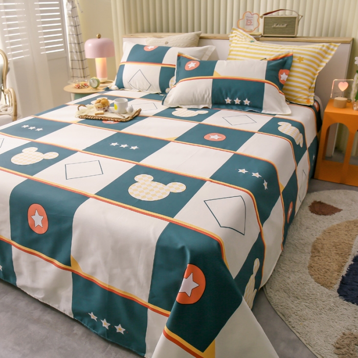 91家纺网 家纺一手货源 找家纺 绵庭 2021新款全棉12868单床单 米奇世界（米）