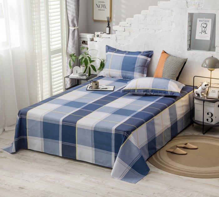 91家纺网 家纺一手货源 找家纺 绵庭 2021新款全棉12868单床单 念之以蓝