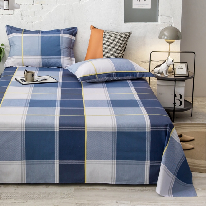 91家纺网 家纺一手货源 找家纺 绵庭 2021新款全棉12868单床单 念之以蓝