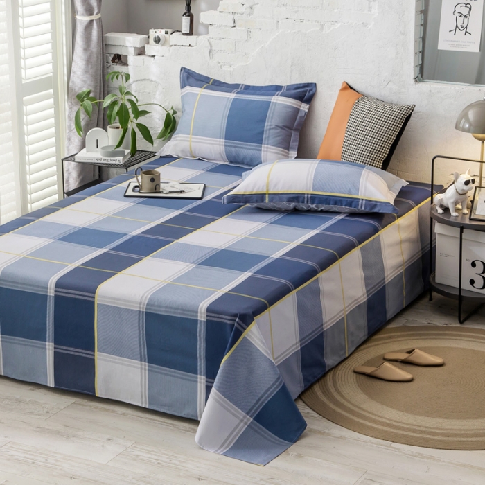 91家纺网 家纺一手货源 找家纺 绵庭 2021新款全棉12868单床单 念之以蓝