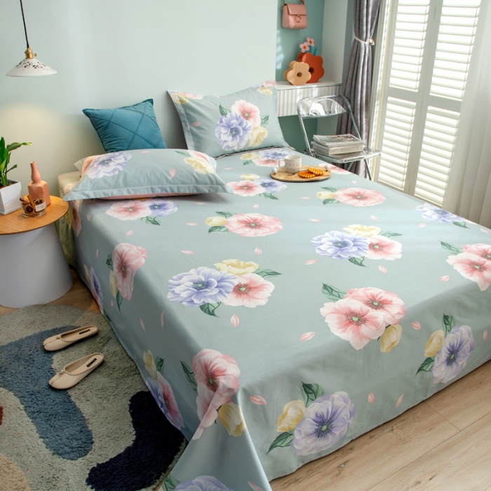 91家纺网 家纺一手货源 找家纺 绵庭 2021新款全棉12868单床单 乔安娜（绿）