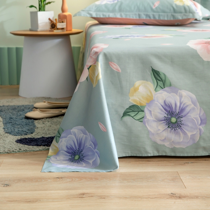 91家纺网 家纺一手货源 找家纺 绵庭 2021新款全棉12868单床单 乔安娜（绿）