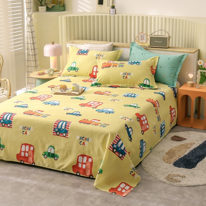 91家纺网 家纺一手货源 找家纺 绵庭 2021新款全棉12868单床单 童年乐趣（黄）