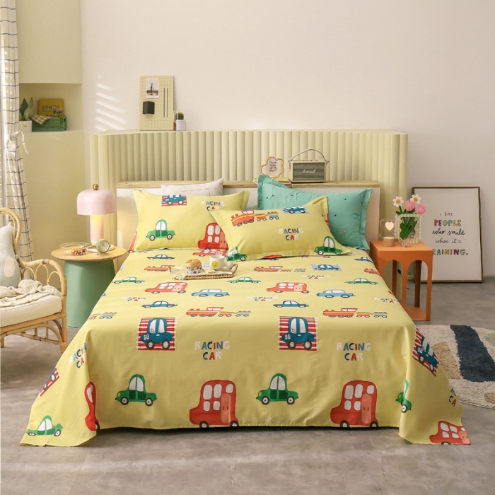 91家纺网 家纺一手货源 找家纺 绵庭 2021新款全棉12868单床单 童年乐趣（黄）