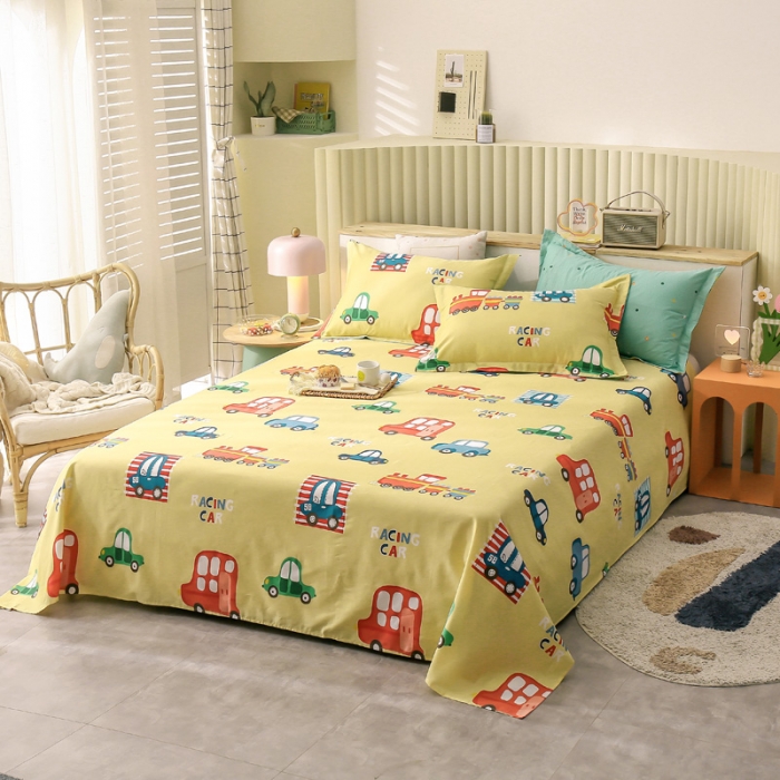 91家纺网 家纺一手货源 找家纺 绵庭 2021新款全棉12868单床单 童年乐趣（黄）