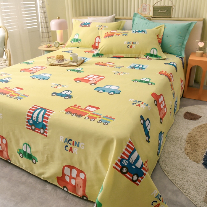 91家纺网 家纺一手货源 找家纺 绵庭 2021新款全棉12868单床单 童年乐趣（黄）