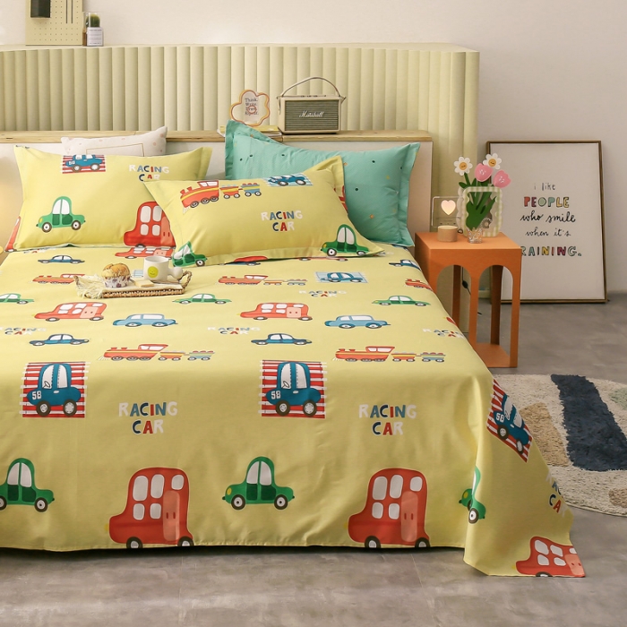 91家纺网 家纺一手货源 找家纺 绵庭 2021新款全棉12868单床单 童年乐趣（黄）