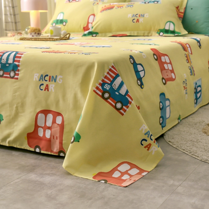 91家纺网 家纺一手货源 找家纺 绵庭 2021新款全棉12868单床单 童年乐趣（黄）