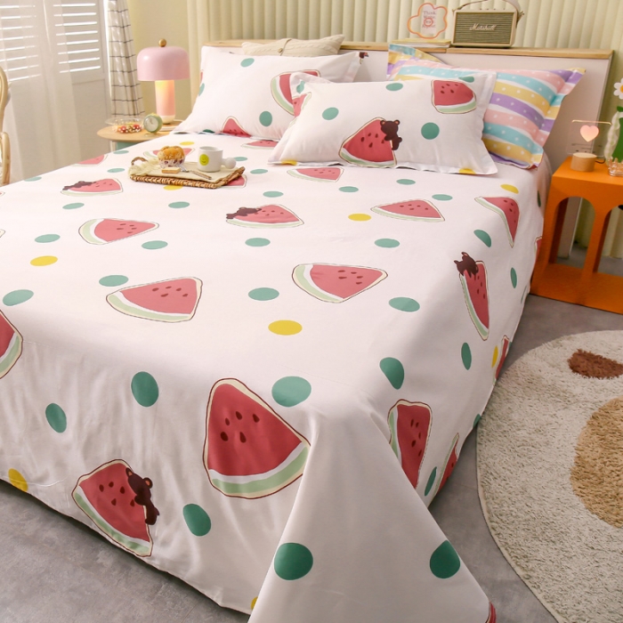 91家纺网 家纺一手货源 找家纺 绵庭 2021新款全棉12868单床单 西瓜奶昔（米）