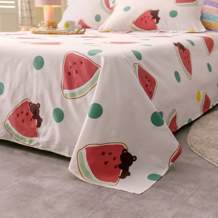 91家纺网 家纺一手货源 找家纺 绵庭 2021新款全棉12868单床单 西瓜奶昔（米）