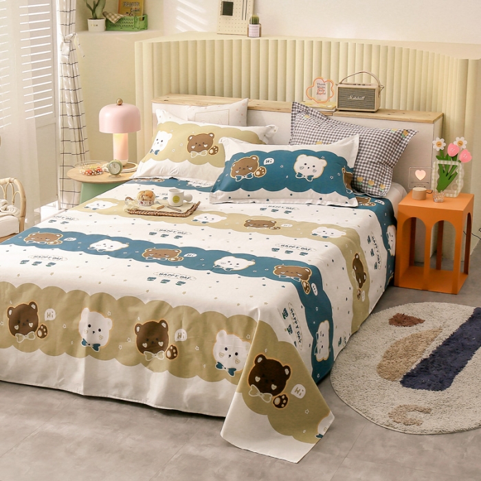 91家纺网 家纺一手货源 找家纺 绵庭 2021新款全棉12868单床单 幸福宝贝（兰）