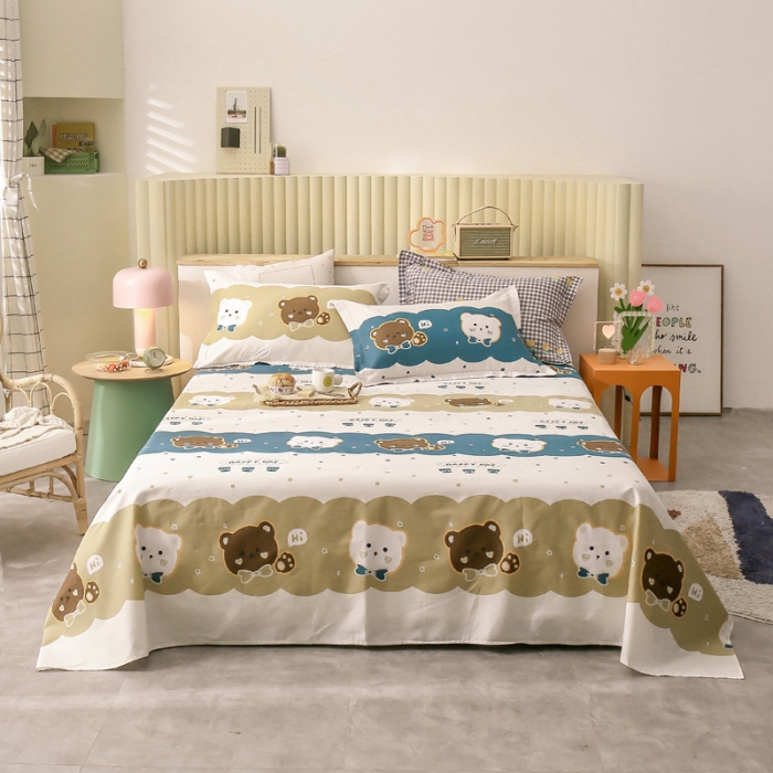 91家纺网 家纺一手货源 找家纺 绵庭 2021新款全棉12868单床单 幸福宝贝（兰）