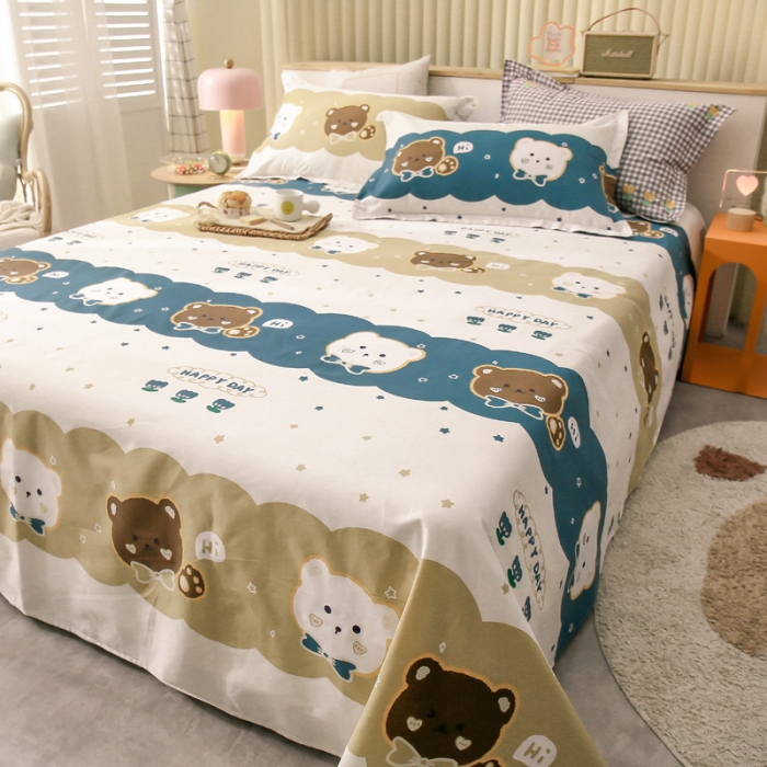 91家纺网 家纺一手货源 找家纺 绵庭 2021新款全棉12868单床单 幸福宝贝（兰）