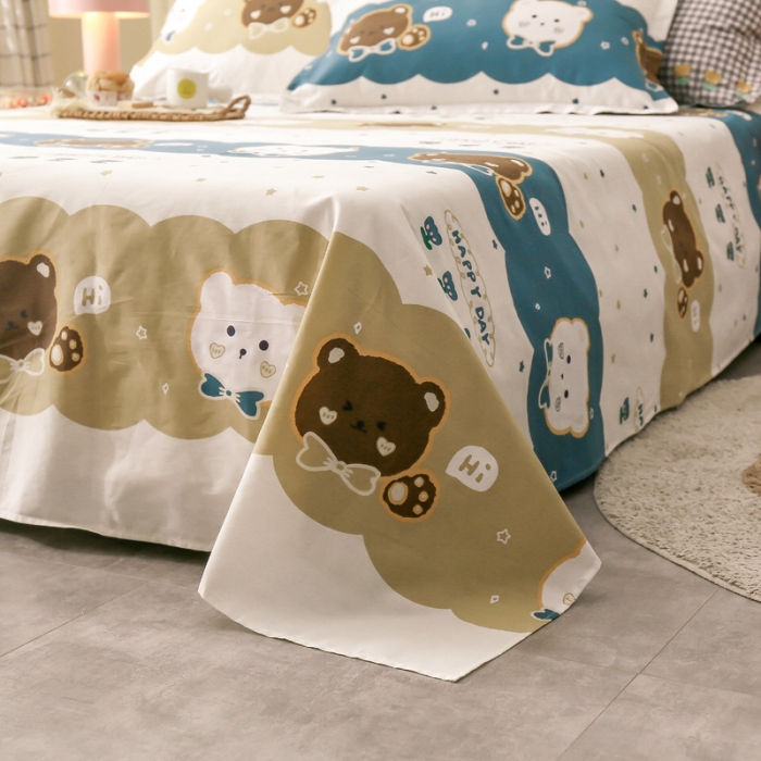 91家纺网 家纺一手货源 找家纺 绵庭 2021新款全棉12868单床单 幸福宝贝（兰）