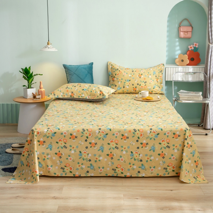 91家纺网 家纺一手货源 找家纺 绵庭 2021新款全棉12868单床单 雅汐（黄）