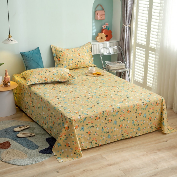 91家纺网 家纺一手货源 找家纺 绵庭 2021新款全棉12868单床单 雅汐（黄）