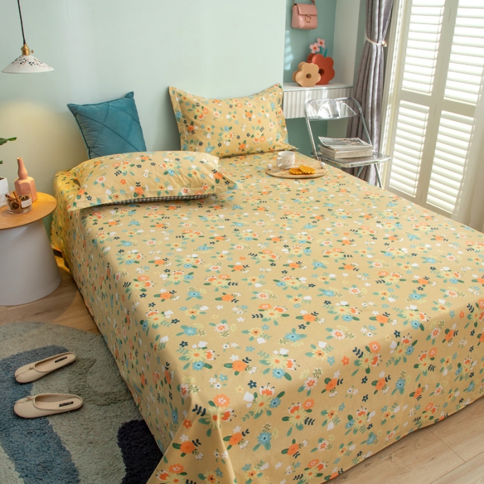 91家纺网 家纺一手货源 找家纺 绵庭 2021新款全棉12868单床单 雅汐（黄）