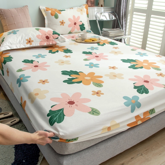 91家纺网 家纺一手货源 找家纺 绵庭 2021新款全棉12868单床笠 淡妆初夏（黄）