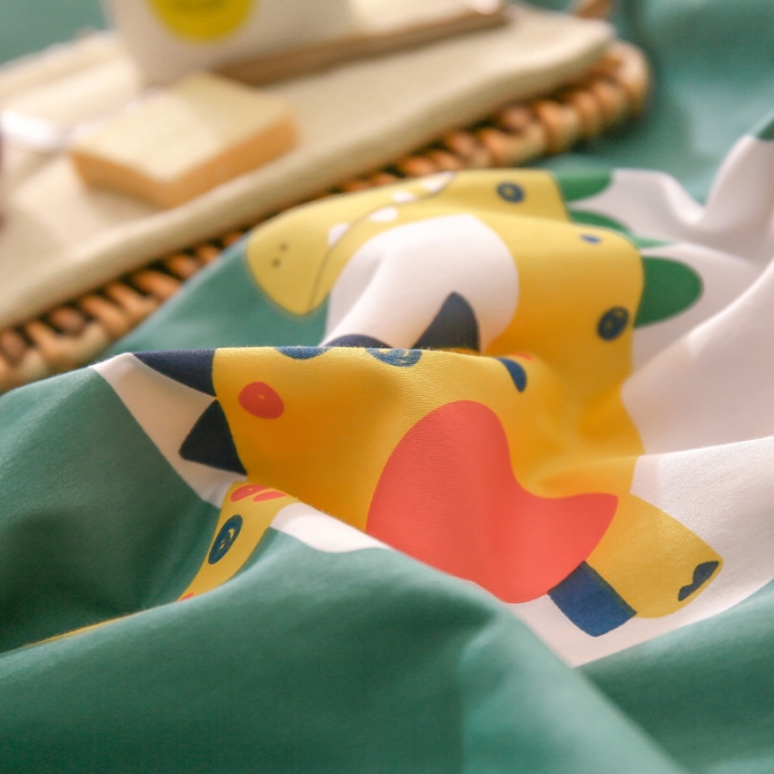 91家纺网 家纺一手货源 找家纺 绵庭 2021新款全棉12868单床笠 恐龙家族（绿）